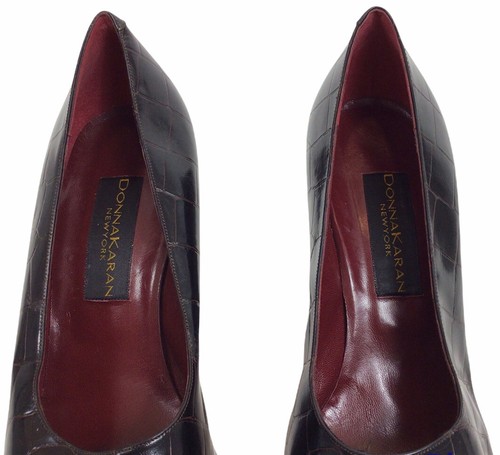 Donna Karan Leather Croc Alligator Embossed Pump Round Toe Brown Sz 10 - Picture 5 of 10