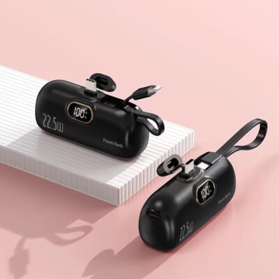 Tragbare 2in1 Mini USB-C  Power Bank Led Anzeige 5000Mah Bildschirm