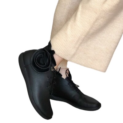 Loints of Holland Flower Ankle Boot 68463 Nekkeveld Black Leather