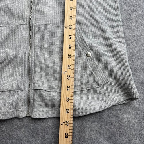 Style & Co womens XL light grey hoodie waffle knit thermal zip roll tab sleeve - Picture 5 of 14