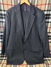 Jos A Bank Executive Collection Dark Gray Plaid 100 Wool Suit 42L 36x31 USA VTG