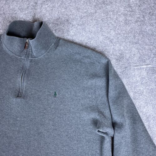 Polo Ralph Lauren Sweater Mens 3XLT Gray Tall 1/4 Zip Knit Cotton Casual - Picture 5 of 10
