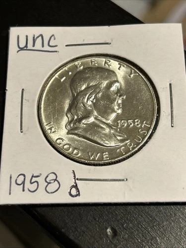 1958-D Benjamin Franklin Silver Half Dollar Denver Mint, BU, Uncirculated