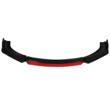 Universal Glossy Black Front Bumper Lip Spoiler Splitter 4 Pieces Kit Red Ton...