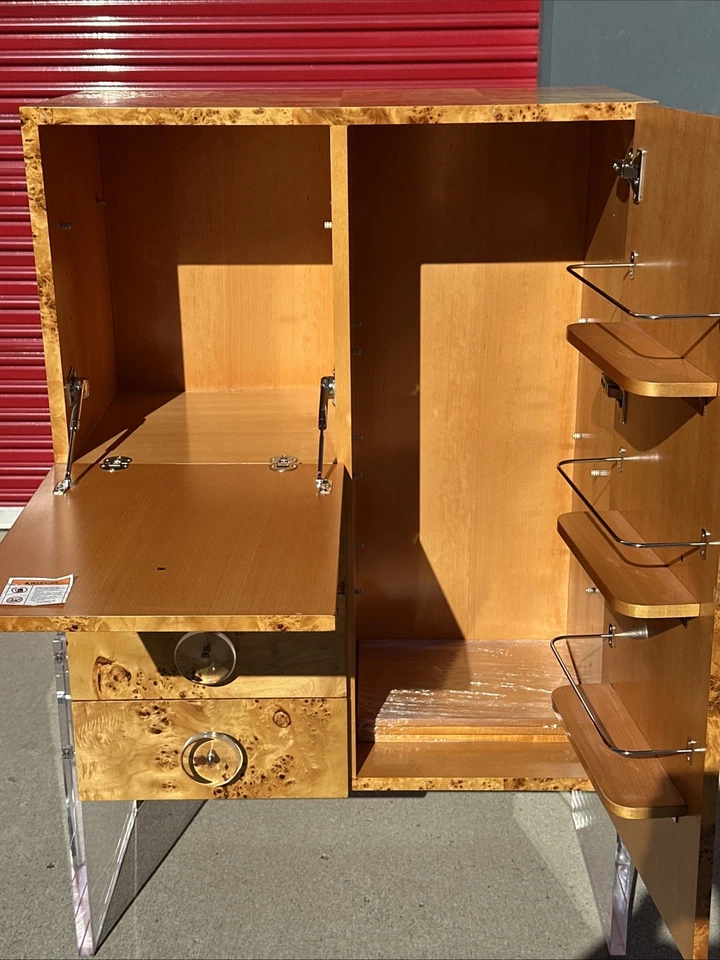 Jonathan Adler Bond Bar Cabinet In Acrylic & Wood - Image 3 of 4