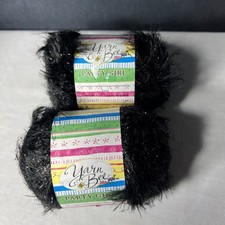 Lote 2 Madejas Hilo Abeja Fiesta Niña Pestañas Hilo Color Kem (Negro y Plata Metálico