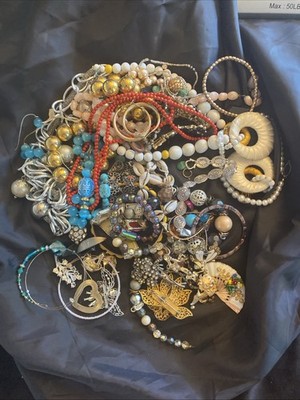 1+Lb Jewelry  Junk Lot Broken Junk Repurpose Upcycle Harvest - Vintage To Now 5A