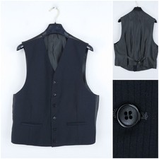 Mens Waistcoat Large Size US 42 Charcoal Grey Striped Formal Dress Vest