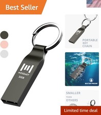 32GB Waterproof USB Flash Drive, Shockproof Metal Memory Stick with Keyring
