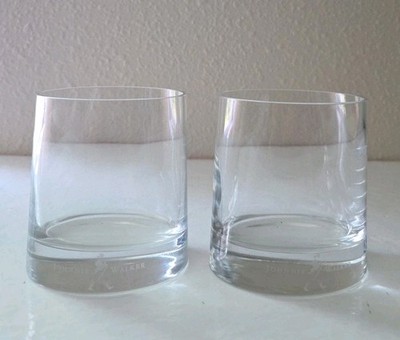 Johnnie Walker Heavy Base Whiskey Glasses (2) Logo on Bottom - Pristine