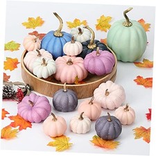 18Pcs Small Fake Foam Pumpkins Bulk Fall Pumpkin Decor Pink Blue Rainbow
