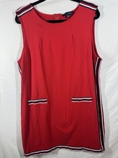 Tommy Hilfiger red sleeveless shift dress with striped trim Size XXL