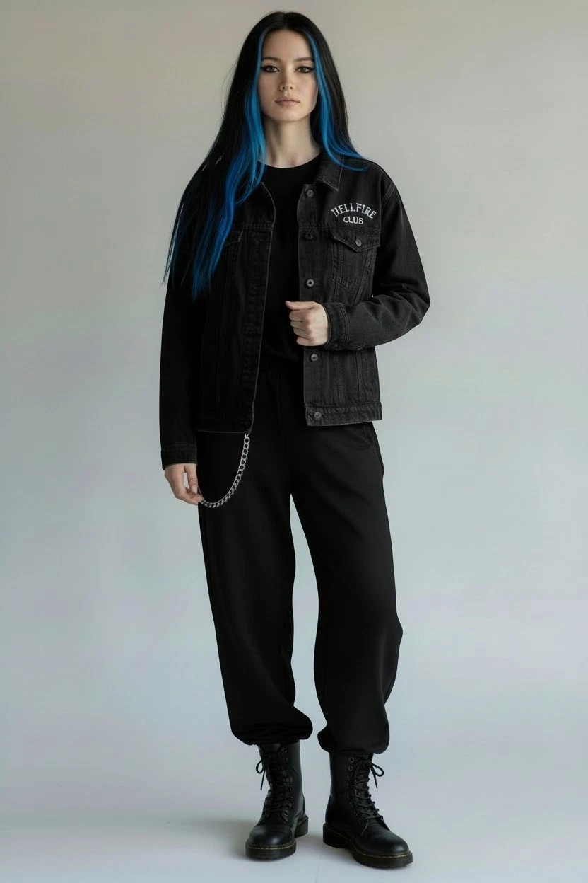 Stranger Things Hellfire Club Denim Jacket embroidered Black XL Mens/Unisex - product detail image 9