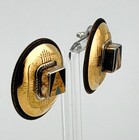 Tabra Sterling Brass & 14K Gold Round Disc Mosaic Pyramid Pierced Earrings — photo 4