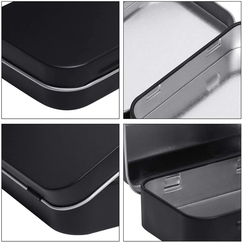 Matte Black Rectangular Hinged Tins - Pack of 40 Small Empty Storage Containers - Image 4 of 4