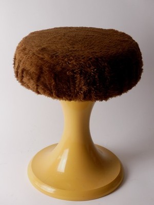 Vintage Hocker Emsa 70s Tulpenfuß Tulip Bad Space Age Beige Braun 70er Jahre