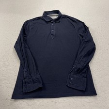 Brunello Cucinelli Polo Shirt Mens 50 Navy Blue 100 Cotton Long Sleeve Italy