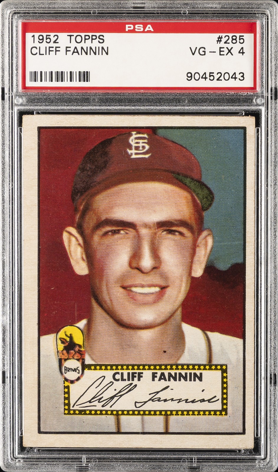 1952 TOPPS #285 CLIFF FANNIN PSA 4