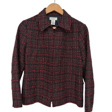 Laura Ashley Tweed Career Blazer Jacket Zip Front Coat NWT Lightweight Sz PM