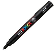 4 x Uni Posca Paint Marker Art Pens - Black Size PC-M3 0.90-1.3 mm Fine Point