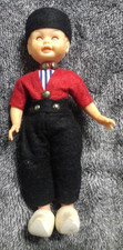 Vintage Dutch Boy Celluloid Doll 6 Wooden Shoes Moving Eyes