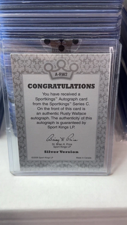 2009 Sportkings Series C Auto Silver Rusty Wallace #A-RW1 Auto HOF - Image 2 of 2