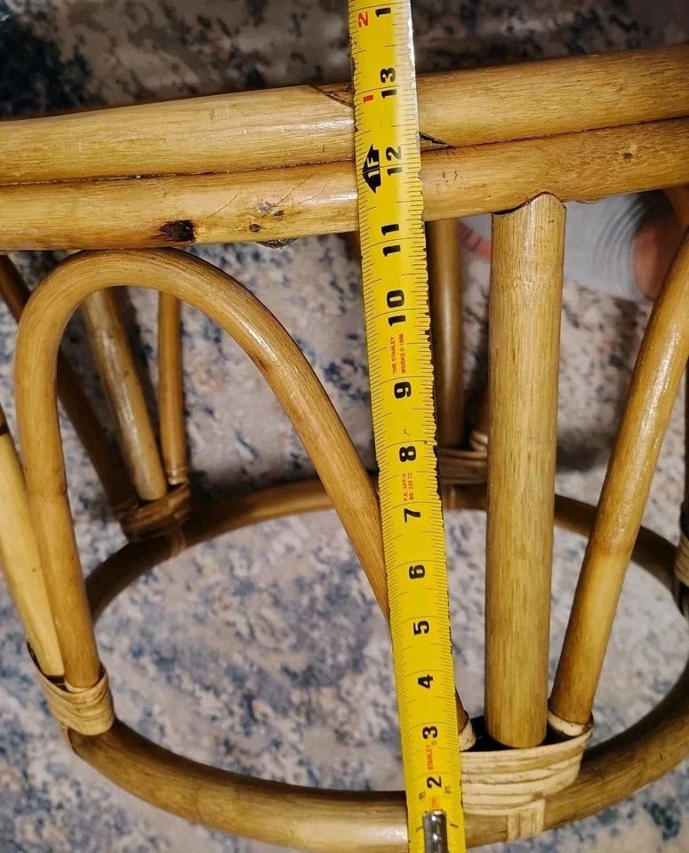 Vintage MCM Bamboo Bentwood Rattan Round Footstool Ottoman Plant Stand - Image 4 of 4