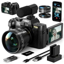5K Digital Camera 64MP Anti-Shake AutoFocus Macro Len W/WiFi 32GB TF Photography