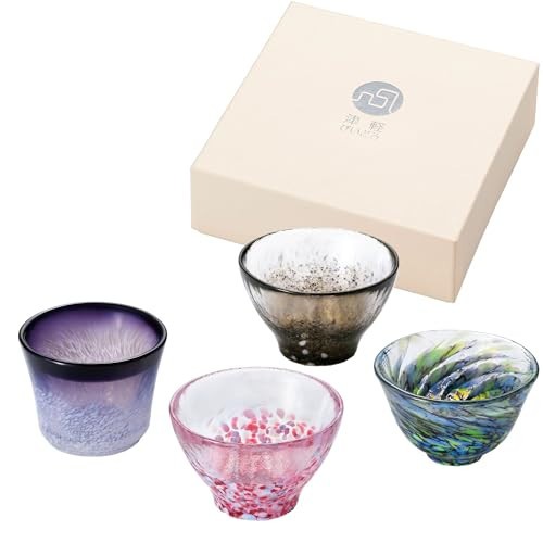 Juego de tazas de sake de bocadillos Aomori de 4 tipos de caballa de atún...