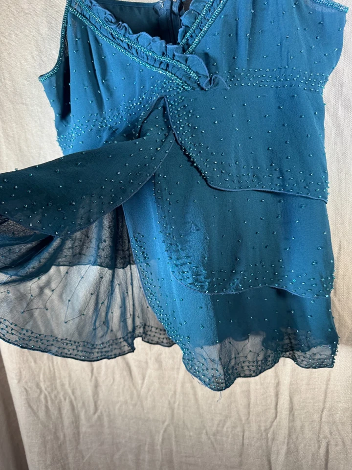 Винтажная рубашка майка INC International Concepts Y2K размер 12 шелковые ремни с бисером - Изображение 4 из 4