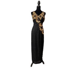Vintage 90s Beaded Silk Glamour Gown