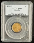 1909-S Lincoln Wheat Cent 1C PCGS XF45 Semi-Key Date Penny
