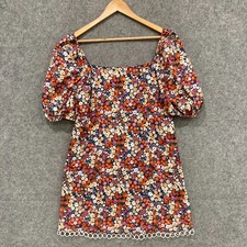 Oxford Dress Womens Size 10 Multicoloured Floral Short Sleeve A-Line Cotton