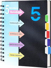 5 Subject Notebook, Small Spiral Notebook with Tabs