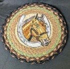 Natural Jute Fiber Horse Horseshoe Design Round Western Decorative Mat 10"