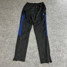 Adidas Track Pants Boys Size L Black Blue Primegreen 3-Stripe Athletic Joggers