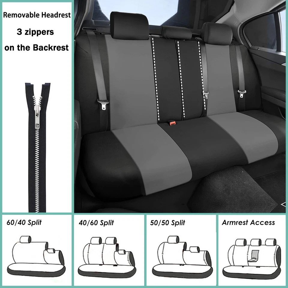 For Nissan Car Seat Cover Full Set Polyester 5 Seat Front/Rear Protector Cushion - Изображение 3 из 4