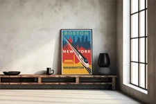 Vintage Travel Poster Train Art – Printable Wall Art for Home Decor