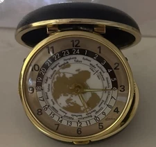 Vintage Linden Travel Alarm Clock World Map Time Zones Japan 525 Wind Up - Works
