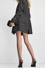 DKNY Jacket Notched Collar Size 10 Black White Tweed