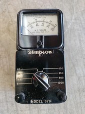 Vintage Simpson Electric Co. A.C. Voltmeter Model 376  1000 OHMS Per Volt