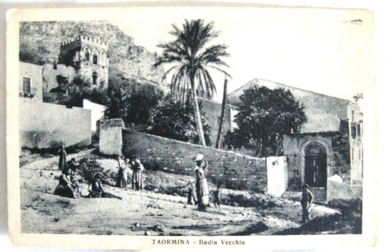Taormina Sicilia Badia Vecchia Cartolina Antica Vintage Postcard Italy