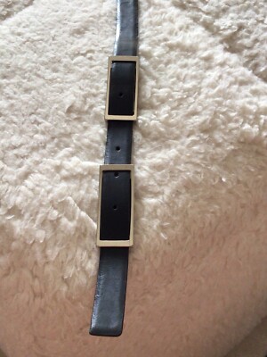 MCM Vintage Black Leather Jaeger Belt with Silver Toned 