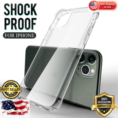 For iPhone 14 13 12 11 Pro Mini Shockproof Clear Case 4 Corner Pocket