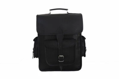 Sac à dos en cuir noir 16" sac à dos messager sacoche pour ordinateur portabl... - Photo 1/3