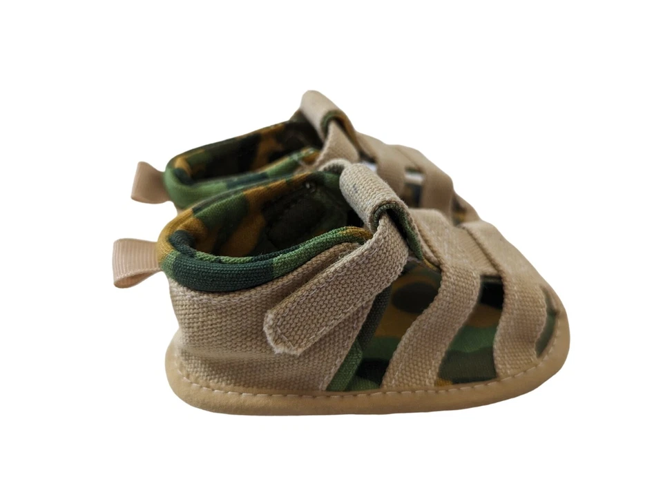 Sandálias de lona First Steps By Stepping Stones tamanho 3 6-9 meses bronzeado com camuflagem - Imagem 4 de 4
