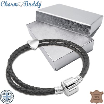 Damen Mädchen doppelt gewickelt Echtleder Starter Bettelarmband mit Geschenkbox