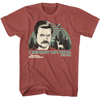Parks and Recreation Ron Swanson I Regret Nothing THE END Men's T Shirt 
