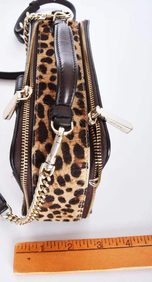 KATE SPADE Leopard Print Pony Fur Box Bag Purse Brown Leather Vintage Crossbody - Image 4 of 4