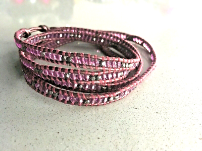CHAN LUU　5-row mixed bead wrap bracelet CHAN LUU AUTHENTIC 5 WRAP BURGUNDY GUNMETAL/MIXED BEAD